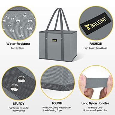 BALEINE 3Pk Reusable Grocery Bags, Foldable Shopping Bags for Groceries with Reinforced Bottom & Handles (Blossom Season) - Image 5