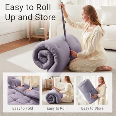 Mollydot Japanese Floor Mattress, Futon Mattress Twin Size 39"x 80", 2.56" Thicken Tatami Mattress, Portable Foldable Floor Bed, Roll Up Futon Cushion, Suitable for Camping Guest Room Dormitory (Grey) - Image 5