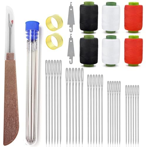 37Pcs Sewing Tool Set, Big Eye Steel Sewing Needle Kit, Threader and Needle Repair Kit Stainless Steel Needles for Hand Sewing - Image 1