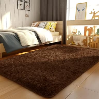 Ophanie Brown Rugs for Bedroom Living Room, Fluffy Fuzzy Furry Carpet, Plush Soft Shaggy Bedside Indoor Floor 4x6 Area Rug for Kids Girls Boys Baby Teen Dorm Nursery Home Decor Aesthetic - Image 5