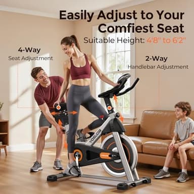 YOSUDA Exercise Bike, Brake Pad Stationary Bike for Home with Exclusive App, Magnetic Indoor Cycling Bike with 300 lb Weight Capacity, Low Noise, Tablet Holder and Fitness Courses for Weight Loss - Image 7