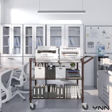 YNN Bronze Utility Rolling Cart,990Lbs 3 Tier Heavy Duty Metal Cart with Wheels & Handle NSF Wheeled Cart 31" D x 18" W x 33" H for Bedroom, Bathroom, Kitchen,Garden,Decor,Serving - Image 5