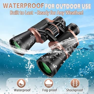 Gaterda 22x50 Binoculars for Adults High Powered, BAK-4 Prism HD FMC, Professional Waterproof Binoculars for Bird Watching, Hunting, Travel with Carrying Bag - Image 6