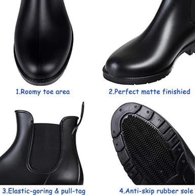 Asgard Women's Ankle Rain Boots Waterproof Chelsea Boots, Black 38 (Size 7.5) - Image 6