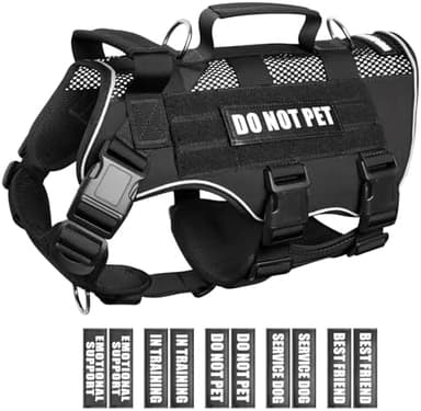 WINSEE Mesh Dog Harness with 10 Pet Patches for Small Service Dog in Training, Breathable Tactical Molle Vest with Double Handle, Reflective Military Pet Vest for Walking Hiking - Image 3