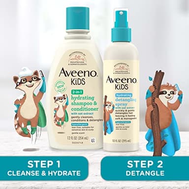 Aveeno Kids Hydrating Detangling Spray with Oat Extract, Quickly & Gently Detangles Kids' Hair, Tear-Free & Suitable for Skin & Scalp, Light Fragrance, Hypoallergenic, 10 fl. oz - Image 5