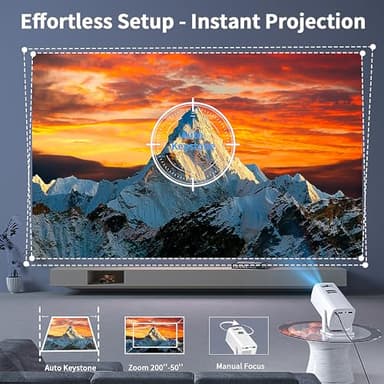Mini Projector, Portable Outdoor Projector 4K Supported, Short Throw Movie Projector Compatible with Smartphone, TV Stick, Laptop, Game Consoles - Image 4