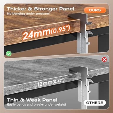 Huuger 48 x 24 inch Desk with Power Outlets & USB-C, Deeper & Thicker Desktop, Robust Metal Tubes, Computer Desk, Heavy Duty Office Desk, Work Gaming Desk for Home Office, Rustic Brown - Image 5