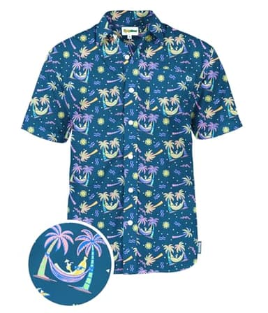 Tipsy Elves Navy Banana Hammock Hawaiian Shirts for Men - Casual Beach & Summer Party Shirts for Men - Stretch Fabric with Modern Fit - Fun Design for Parties & Vacation - Large - Image 5