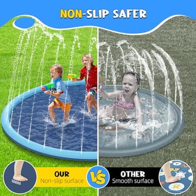 Non-Slip Splash Pad for Kids and Dog, 80" Extra Large Baby Play Mat, Dog Pool Toys, Thicken Sprinkler Pool Summer Outdoor Water Toys for Ages 3-12 Boys Girls, Parent-Kids &Games Fun Backyard (Blue) - Image 2