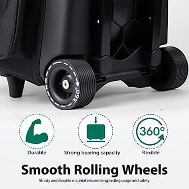 GoHimal Double Roller 2 Ball Bowling Bag with Separate Shoe Compartment for Bowling Shoes (Up To US Mens Size 15) and Oversized Accessory Pocket, Retractable Handle - Extends to 40" (Black) - Image 5