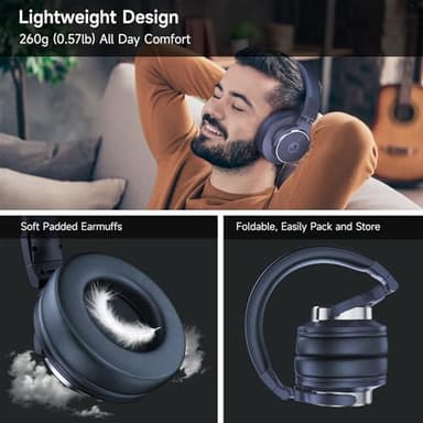 Rumoon Wired Over Ear Headphones, Studio Monitor & Mixing DJ Headphones with 50mm Neodymium Drivers and 1/4 to 3.5mm Jack for Guitar AMP Podcast Piano Keyboard (Dark Blue) - Image 5