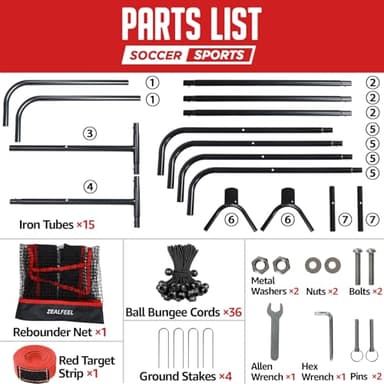 ZEALFEEL Lacrosse Rebounder, 4x7FT/4x6FT Lacrosse Rebound for Backyard with 5 Rebound Angles, Target Strip, Volleyball Rebounder Net Perfect for Lax Baseball Volleyball & Soccer Practice - Image 8