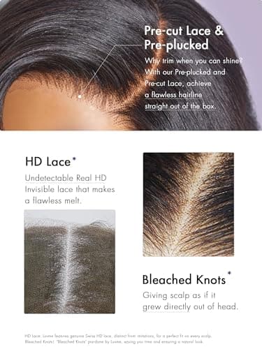 LUVME HAIR 12 Inch Light Yaki Loose Wave Wig Gorgeous Human Hair, Undetectable HD Lace Glueless Bob Wigs Human Hair Pre Plucked, Pre Cut Lace Wig Short Natural Black Wig - Image 3