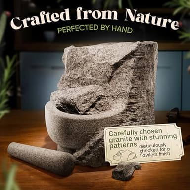 ChefSofi 1.5 Cup-Capacity Mortar and Pestle Set - Unpolished Heavy Granite for Enhanced Performance and Organic Appearance - Image 4