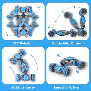 Gesture Sensing RC Stunt Car for Boys, Remote Control Toys for Kids Age 5-7, 6-8, 9 10 11 12+ Years Old Birthday Gifts, 2.4GHz Hand Controlled RC Drift Car with Light & Music, Double-Sided Driving - Image 2