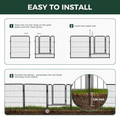 FXW Garden Fence Outdoor for The Yard – 40in(H) x 36.4ft(L) Heavy Duty Metal Animal Barrier for Dog and Rabbit, Decorative Dog Fence, 16 Panels, Black - Image 4