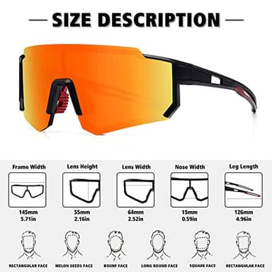 STORYCOAST Polarized Sports Sunglasses for Men Women,Bike Glasses Driving Fishing Cycling Mountain Bike Sunglasses UV400 Protection Black Frame-Red Mirror Lens - Image 3