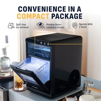 Newair Nugget Ice Maker Countertop, 44 lbs in 24 Hours Ice Machine Nugget, Self Cleaning Ice Maker in Black Stainless Steel, Perfect for Home Bar, Kitchen Countertop, RV, Home Office - Image 4