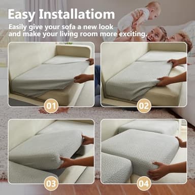 Yoovat Couch Cushion Covers for Sofa Couch Covers Wear-Resistant Universal Sofa Cover Stretch for Sectional Slipcovers (Texture-Light Gray,Back Cover M) - Image 7