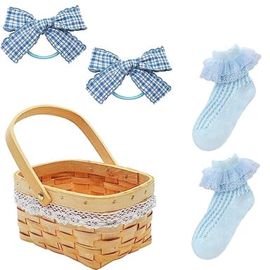 HMPRT Dorothy Costume for Girls,Kids Halloween Wizard Of Oz Book Storybook Character Costumes Dress Basket Blue Socks Hair Bows 4 - Image 3