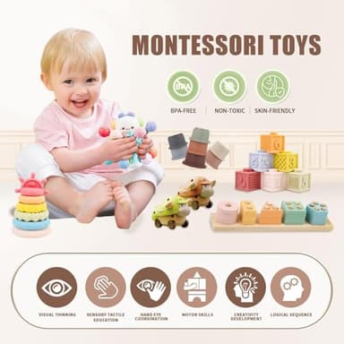 LUCKFUTURE Baby Toys 6 to 18 Months, 8 in 1 Montessori Toy Set, Educational Learning Toy for Toddlers Babies Sensory Toys Newborn Infant Gifts for Boys & Girls - Image 2