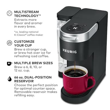 Keurig K-Supreme Single Serve K-Cup Pod Coffee Maker, MultiStream Technology, 4 Brew Sizes, 66oz Dual-Position Removable Reservoir, Black - Image 2