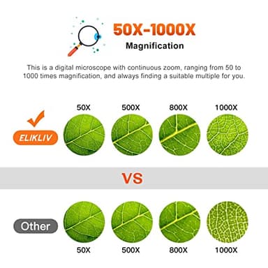 Elikliv Microscope, LCD Digital Coin Microscope 1000x, Coin Magnifier with 8 Adjustable LED Lights, PC View Compatible with Windows/MacBook, EDM4, 4.3-Inch - Image 3