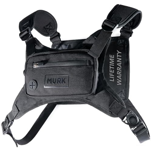 MVRK Water Resistant Chest Pack - Minimalist Running Pack For Workouts, Phone Holder With Extra Storage, Lightweight Running Vest Backpack with Reflective Back (Black) - Image 1