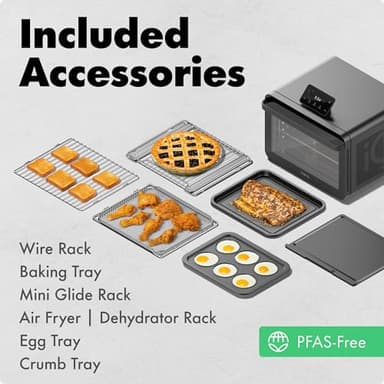 CHEF iQ MiniOven Smart Toaster Oven Air Fryer Combo, 11-in-1 Countertop Convection Oven, Bake, Broil, Air Fry, Broil, Dehydrate, 1750W, 25 Qt Capacity, Fast Cooking with Touchscreen Controls – Black - Image 12