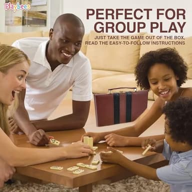 Playbees Jumbo Double Six Dominoes Set - 28 White Classic Tiles in Faux Leather Case - Fun Educational Toy for Kids, Boys, Girls, Classroom Kit, Classic Game Night Party Favors Set, Travel-Friendly - Image 6