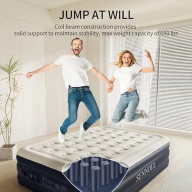SENNOUL Air Mattress Queen with Built in Pump - 2 Mins Quick Self Inflatable,16"/650lbs Max Blow Up Bed, All Night Stability No Lost Air，No Peculiar Smell for Camping,Home,Guests & Portable Travel - Image 4