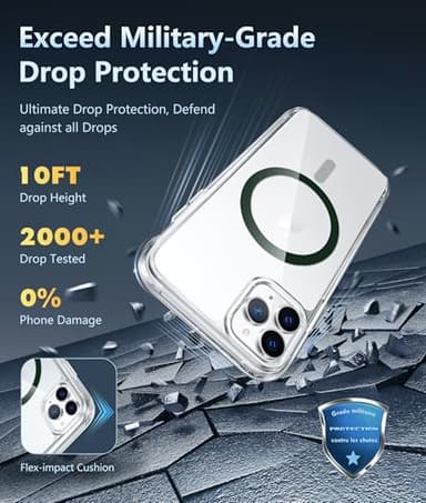 FNTCASE for iPhone 11 Pro-Max Case: Magnetic Slim Anti-Yellowing Clear Case | Military Grade Protective & Shockproof Drop Protection Thin Transparent Crystal Phone Cover (D-Green) - Image 4