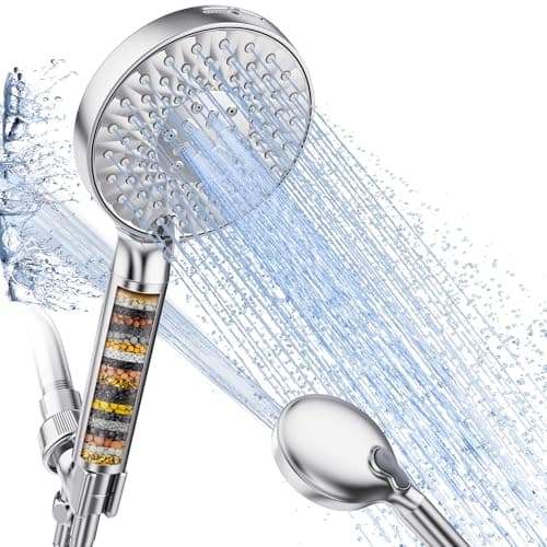 Filtered Shower Head with Handheld, High Pressure 9 Spray Mode Chrome Showerhead with Filters,detachable shower head,Water Softener Filters Beads for Hard Water -Remove Chlorine - Image 1