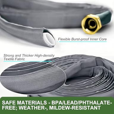 GUKOK 2025 Upgraded 100FT Non-Expanding Garden Hose, Ultra-Light & Flexible Water Hose - Burst-Resistant, Kink-Free, High-Pressure, All-Weather Use for Lawns, Gardens, and Outdoor Cleaning - Image 3