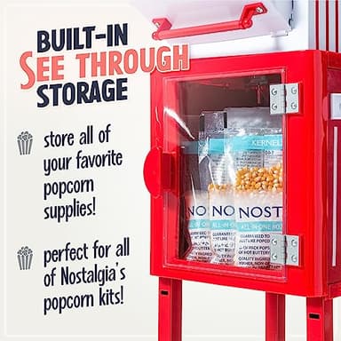 Nostalgia Popcorn Maker Machine - Professional Cart With 2.5 Oz Kettle Makes Up to 10 Cups - Vintage Popcorn Machine Movie Theater Style - Red & White - Image 4
