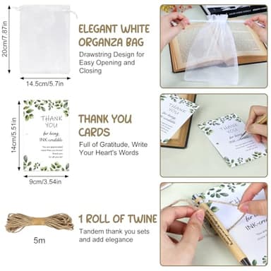 20 Sets Thank you Gift Motivational Pens Employee Appreciation Gifts Inspirational Personalised Bamboo Ballpoint Pens with Inspirational Cards Christmas Gift for Colleagues Teacher Volunteer Bulk Gift - Image 4