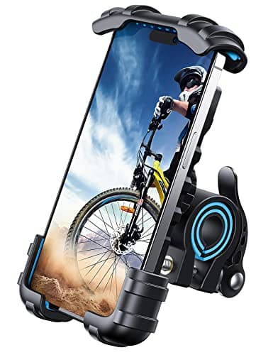 Lamicall Bike Phone Holder, Motorcycle Phone Mount - Motorcycle Handlebar Cell Phone Clamp, Scooter Phone Clip for iPhone 14 Plus/Pro Max, 13 Pro Max, S9, S10 and More 4.7" - 6.8" Smartphones, Blue - Image 1