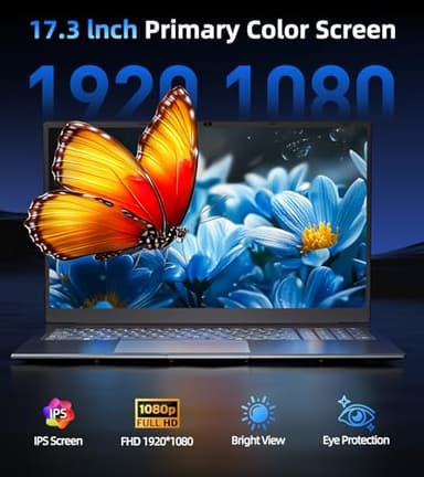 SGIN Laptop 17.3 Inch, Windows 11 Notebook Celeron I3 Processor, 4GB DDR3 128GB SSD, FHD IPS Display, HDMI, Type-C, Numpad, for Business and Students - Image 2