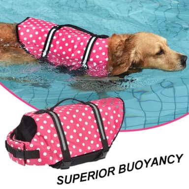 Doglay Dog Life Jacket, Dog Life Vest for Swimming Boating, Adjustable Puppy Life Jacket with Reflective Stripes, Superior Buoyancy Dog Swimming Vest for Small Medium and Large Dogs - Image 2