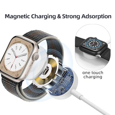Vertebraid USB C Watch Charger Cable Compatible for Apple Watch: Magnetic Charger Cable Compatible with iWatch Series 10/9/8/7/6/5/4/3/2/1/SE/SE2, Travel Type C Charging Cord, 4.9ft - Image 4