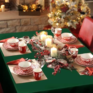 sancua Rectangle Tablecloth - 54 x 120 Inch - Stain and Wrinkle Resistant Washable Polyester Table Cloth, Decorative Fabric Table Cover for Dining Tables, Buffet Parties and Christmas, Hunter Green - Image 4