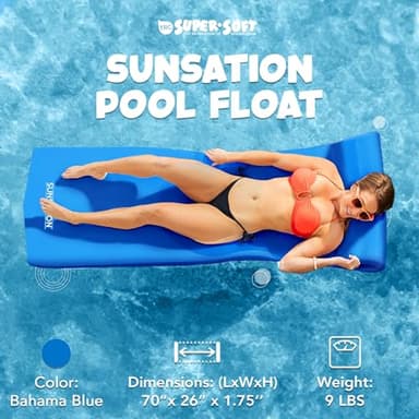 TRC Recreation Sunsation 1.75" Thick Foam Pool Float Lounger w/ Headrest for Lounging & Sunbathing in Swimming Pools, Beaches & Lakes, 70" x 26" - Image 2