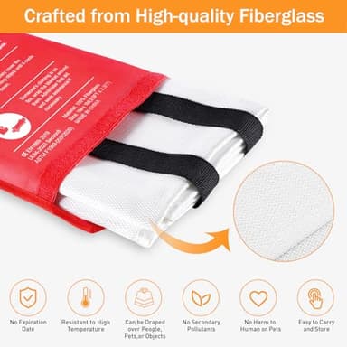 Mondoshop Fire Blanket for Home Kitchen Camping 12 Pack Emergency Fire Blanket Fire Resistant Blanket for Grill, Car, Office, Warehouse, School, Picnic, Garages, Workshops - Image 5