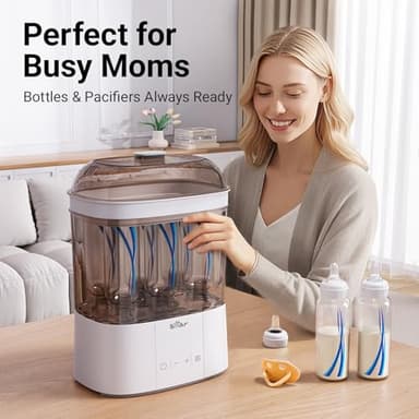 Bear Bottle Sterilizer and Dryer, 2 Layers Large Electric Steam Baby Bottle Sterilizer, Fast Bottle Sanitizer and Dryer for All Bottles & Accessories, Time-Saving Design - Image 2