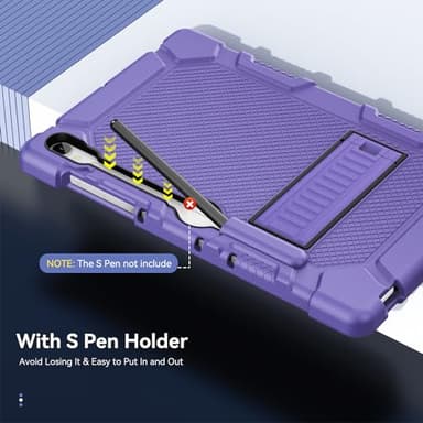 Cantis Case for Samsung Galaxy Tab S10 FE/ S9 FE 5G 10.9 Inch/Galaxy Tab S9 11 Inch 2023, Heavy Duty Shockproof Tablet Case Support S Pen, Purple+Black+Purple - Image 5