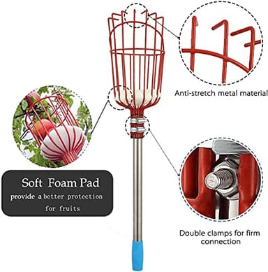 HOSKO 10FT Fruit Picker Tool, Lightweight High-Grade Stainless Steel Adjustable Fruit Picker with Metal Twist-on Basket, Suit for Apple Pear Lemon Mango Guava Orange Avocados Etc Fruit Picking - Image 2