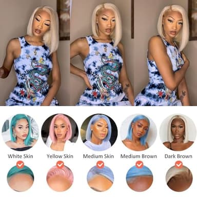 Blonde Bob Wig Human Hair 180% Density 613 Straight 12 Inch Short Bob Wigs 13x6 HD Transparent Lace Front Wigs Human Hair Pre Plucked With Baby Hair Glueless 613 Blonde Lace Frontal Wigs For Wome - Image 6