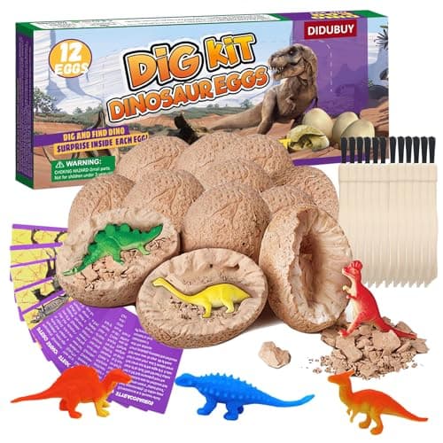 Dino Eggs Dig Kit, 12 Pack Dinosaur Eggs Excavation Science Experiments Kits for Kids 4-12, Easter Basket/Stocking Stuffers, Toys for 3+ 4 5 6 7 8 9 10 Year Old Boys Girl - Image 1