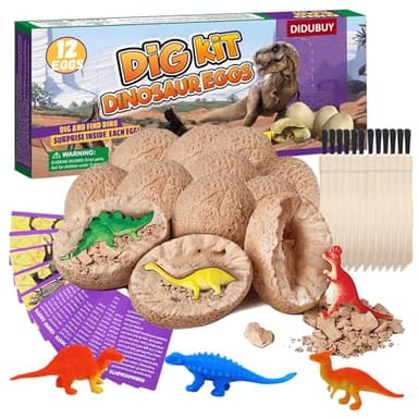Dino Eggs Dig Kit, 12 Pack Dinosaur Eggs Excavation Science Experiments Kits for Kids 4-12, Easter Basket/Stocking Stuffers, Toys for 3+ 4 5 6 7 8 9 10 Year Old Boys Girl - Image 1